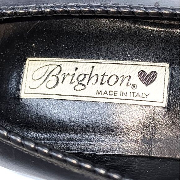 Brighton Sarah Brown Croc Embossed and Black Leather Slip On Loafers Size 8.5 - Picture 8 of 9